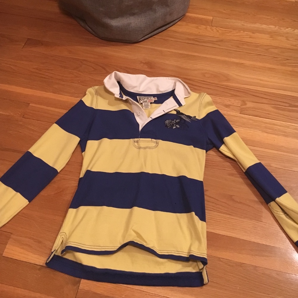 Vintage Yellow and Blue striped rugby shirt