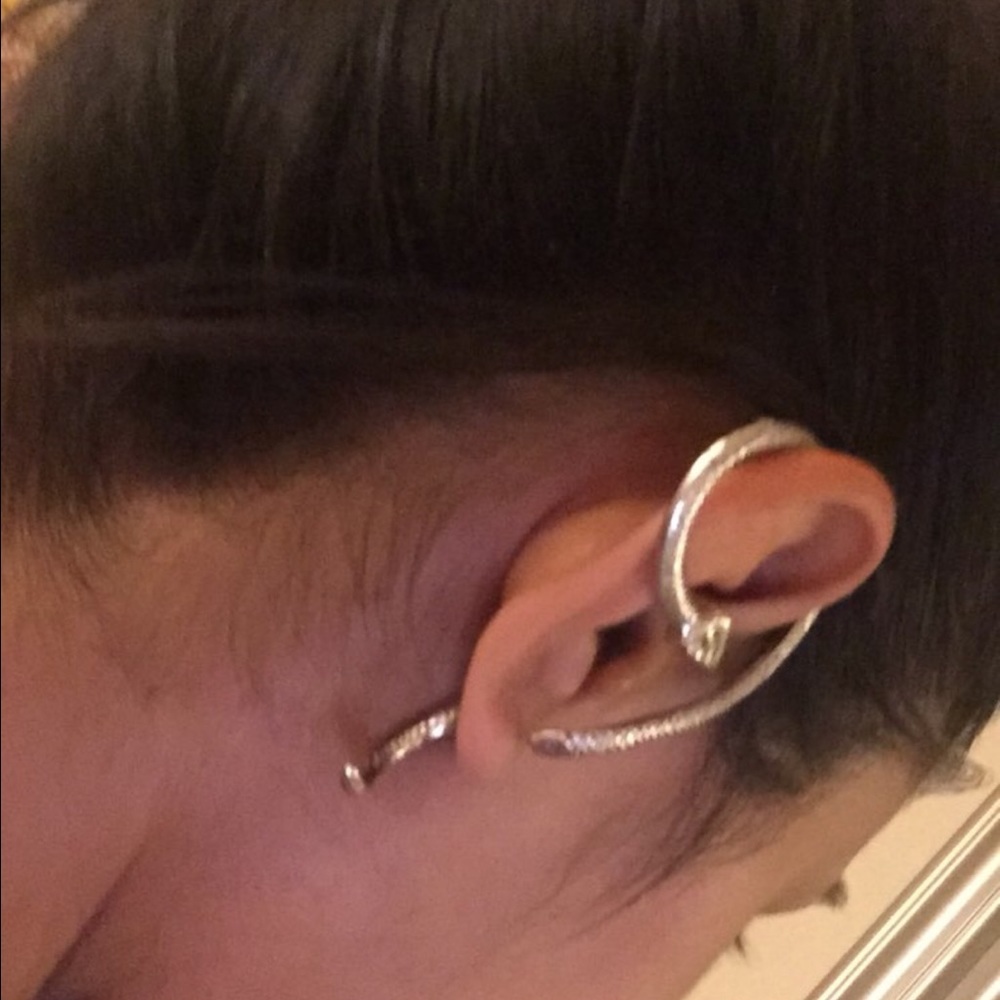 Evil Winding Serpent Punk Ear Cuff -Silver or Gold - Picture 4 of 7