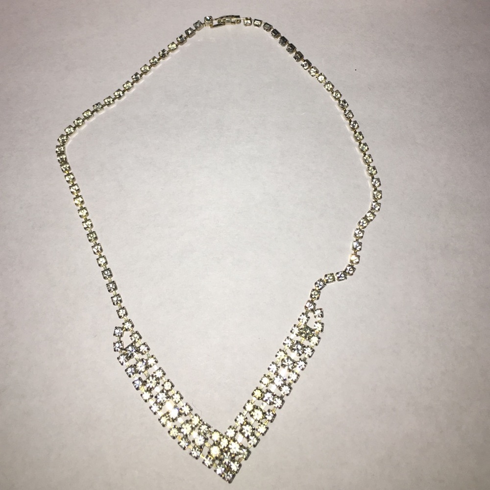 silver multi rhinestone necklace