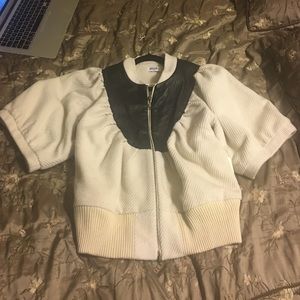 Moschino jeans cream and black leather jacket