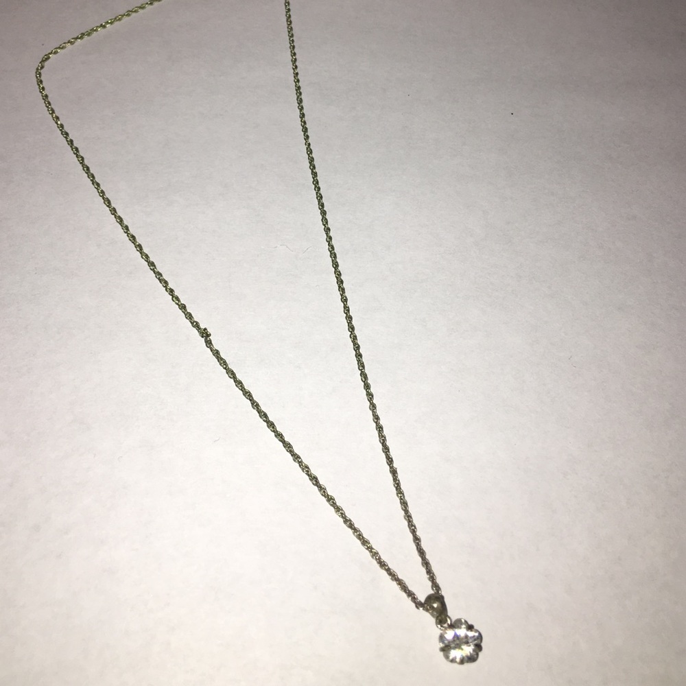Silver chain necklace with 1ct Cubic Zirconia