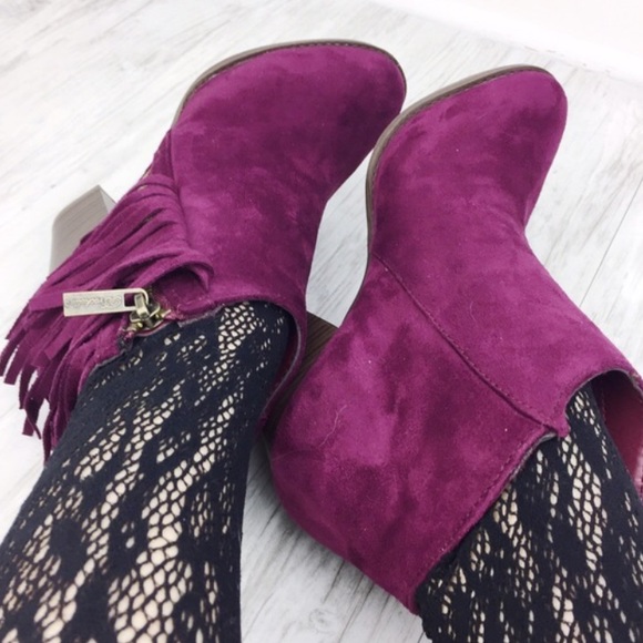 Plum Fringe Booties - Picture 2 of 4