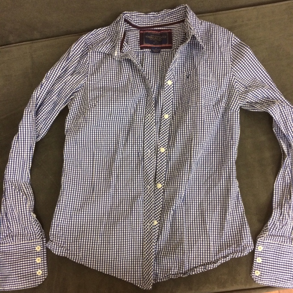 Navy gingham Button Down