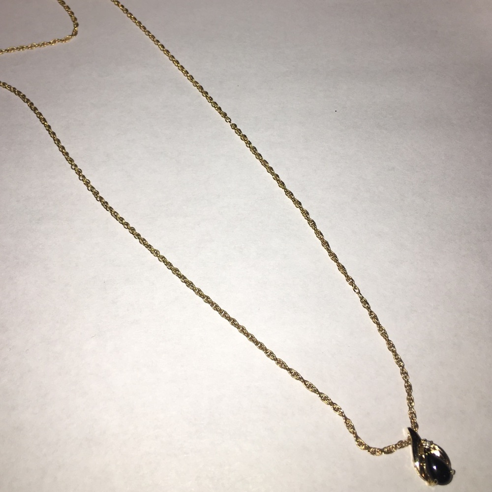 gold chain necklace black stone