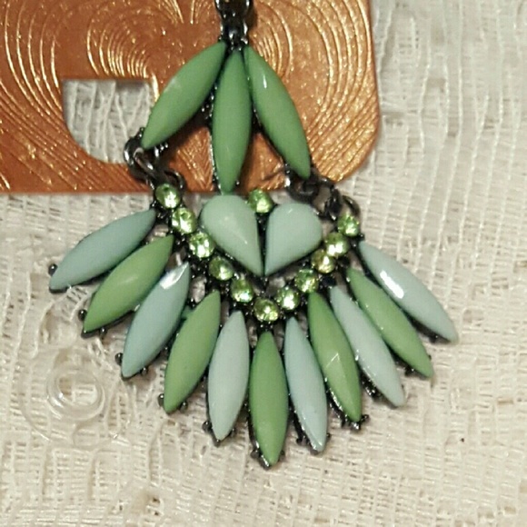 Statement Green  Earrings - Picture 2 of 3