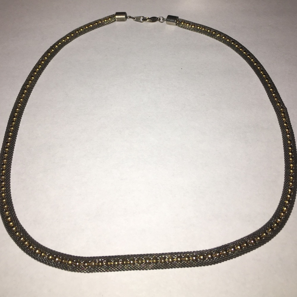 Rope chain necklace with gold beads