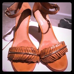 Tan leather coach high heels
