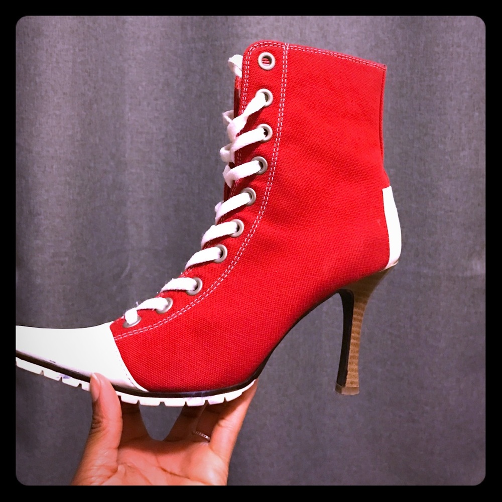 Red sneaker-like booties