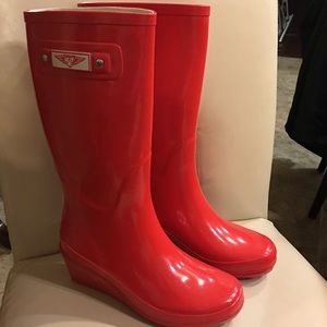 FY Red Wedge Rain Boots, size 6