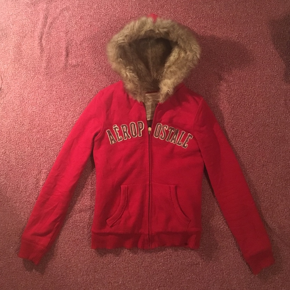 Aeropostale faux fur lined hooded coat