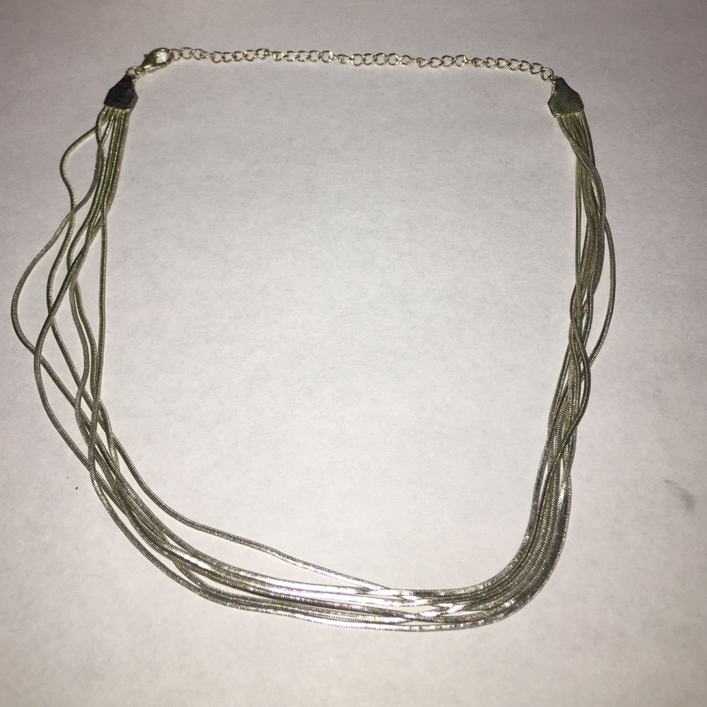 Multiple silver chain necklace