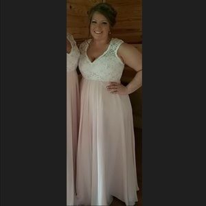 Cream Lace and Blush Bridesmaid/Formal Dress