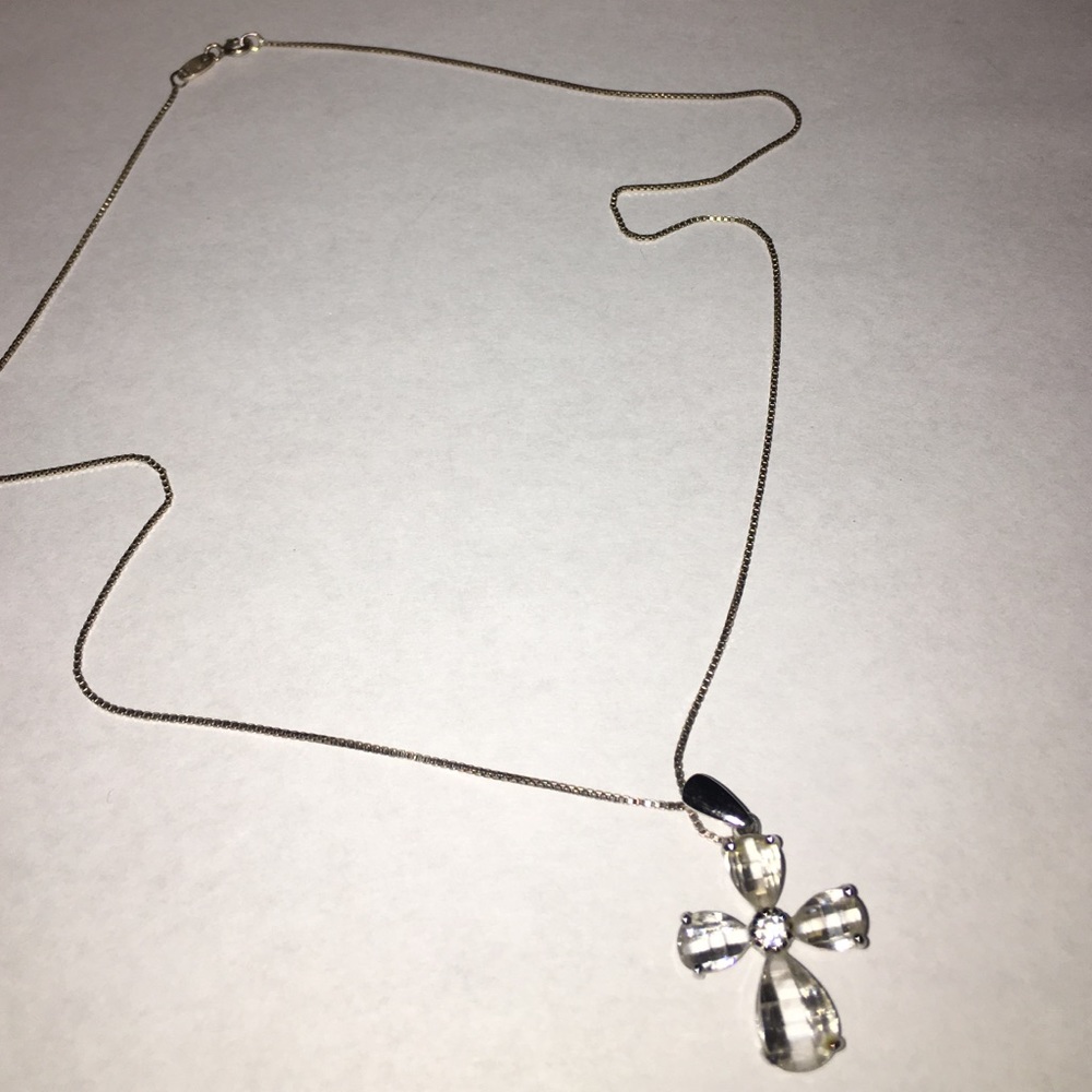 silver chain necklace with cross