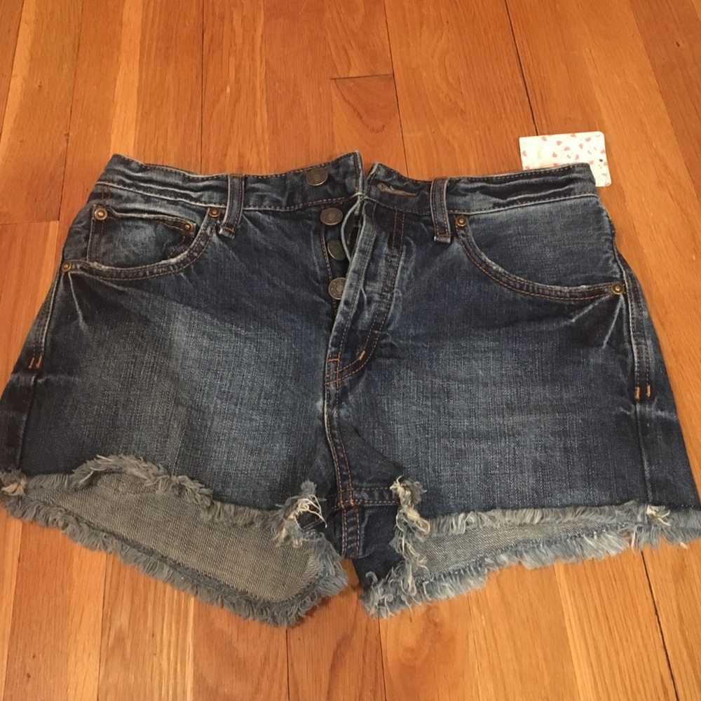 Free people button jean shorts