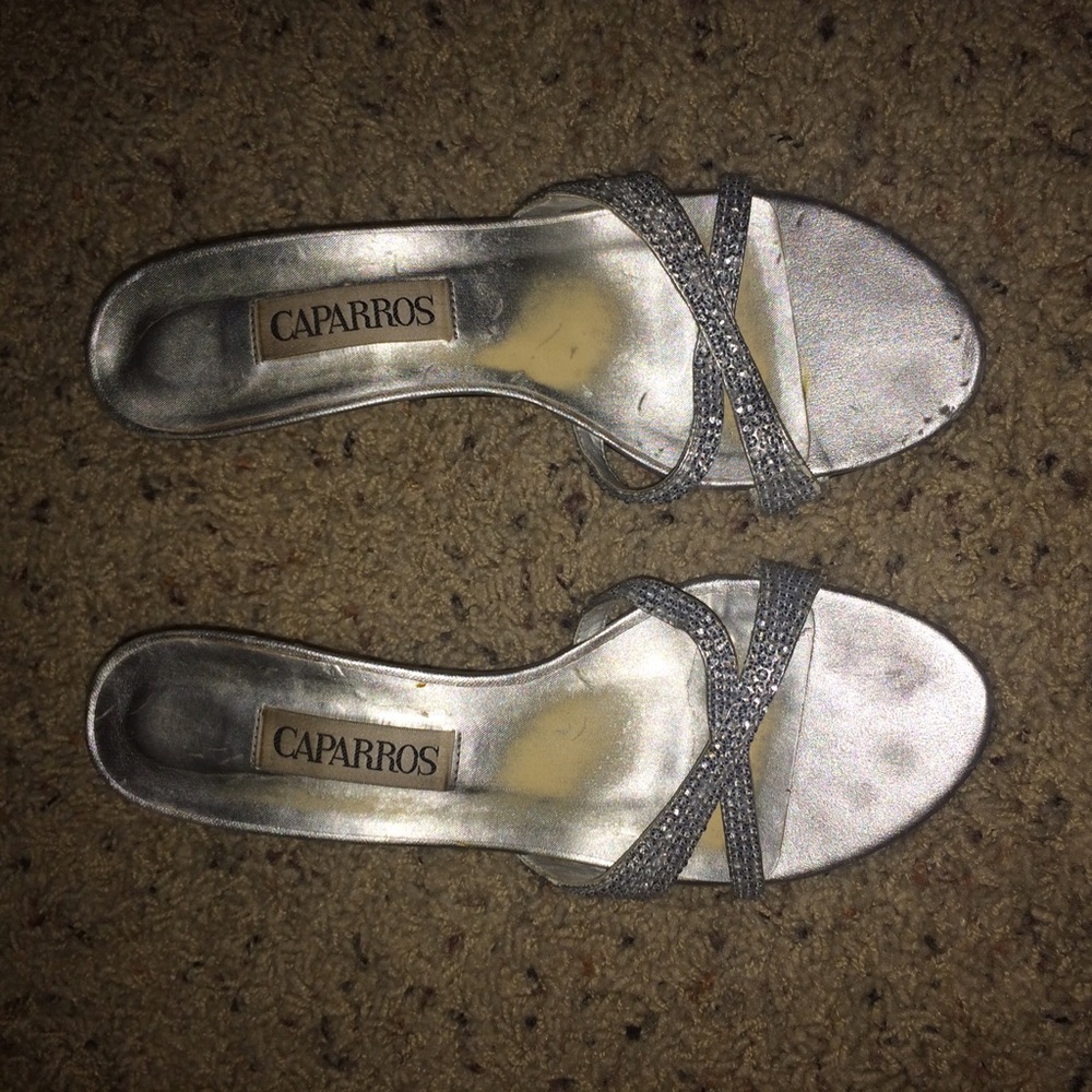 Silver sandal heels