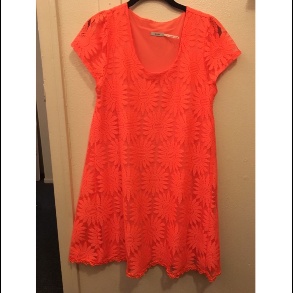 Kimchi Urban Outfitters Neon Orange Lace Dress