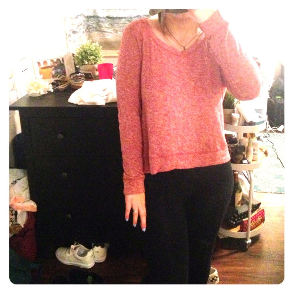 Red and white heather baggy sweater