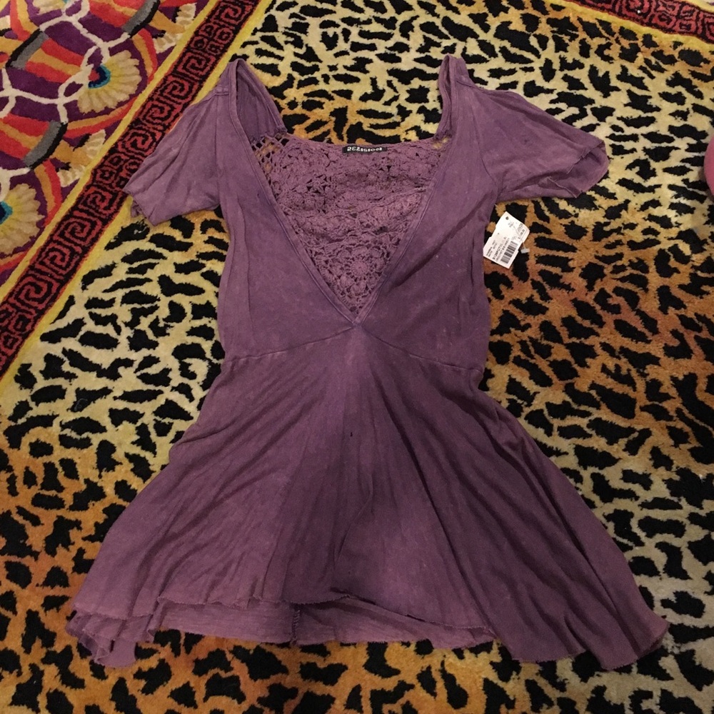 Purple open shoulder, knitted top
