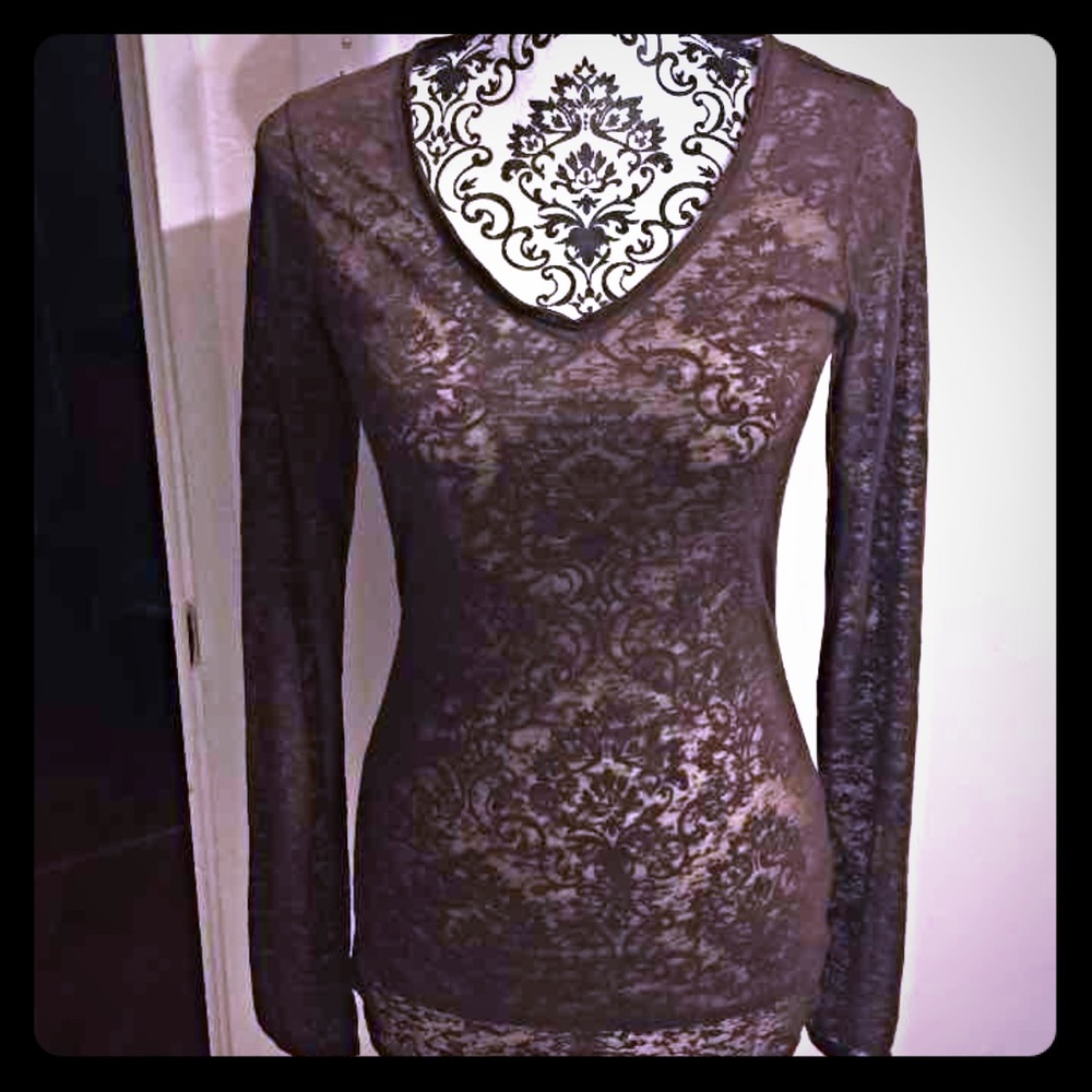 Burn out V-Neck style long sleeve shirt
