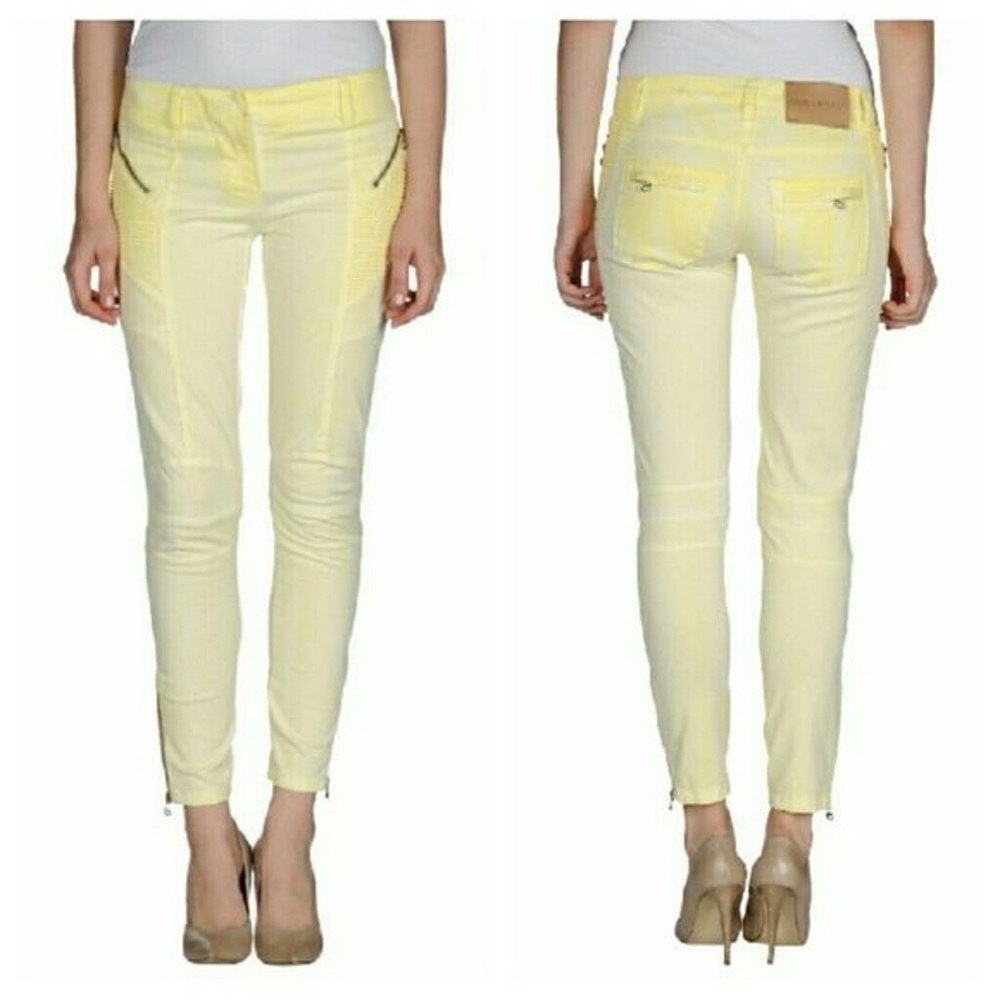 Pierre Balmain Moto Yellow light wash Jeans