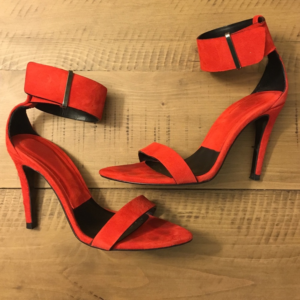 Zara Red Suede Sandal w/Ankle Strap