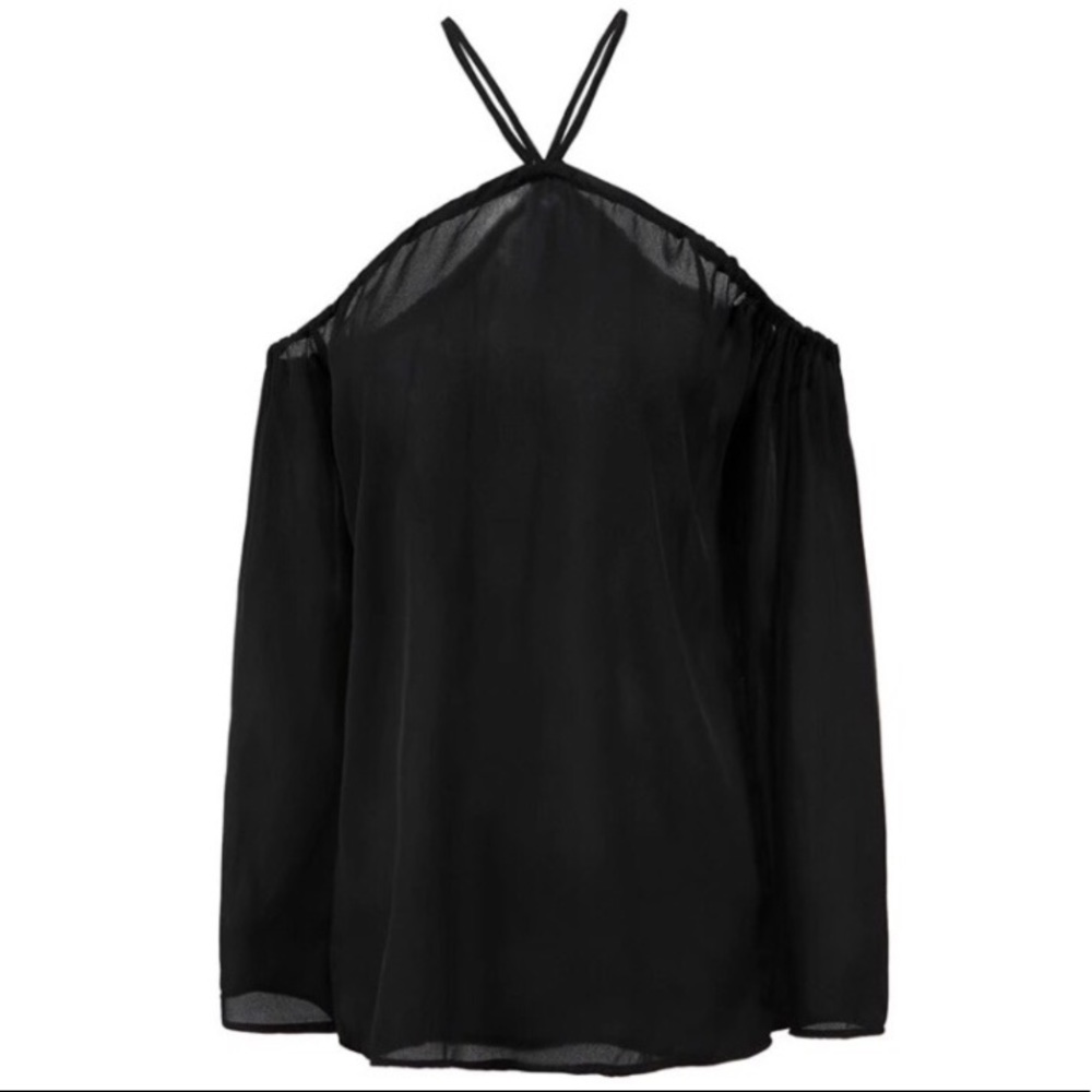 🎀sale🎀black Chiffon cut out shoulder - Picture 4 of 6