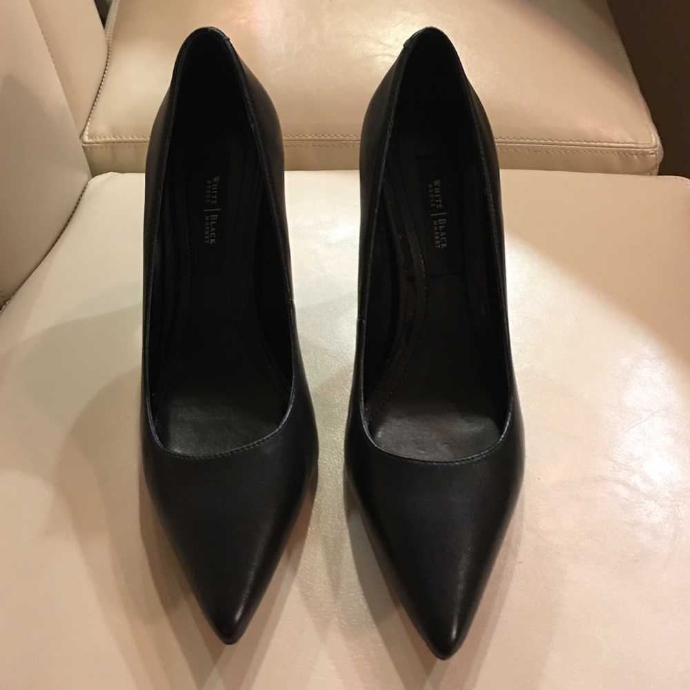 WHBM Black Leather Heels 👠, size 6.5