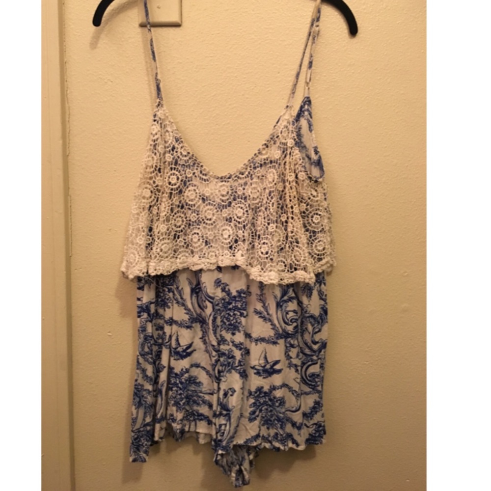 LF Millau Crochet Blue and White Romper