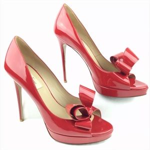 Valentino Bow Red Patent Leather Platform Pumps Valentino Bow Red Patent Leather Platform Pumps