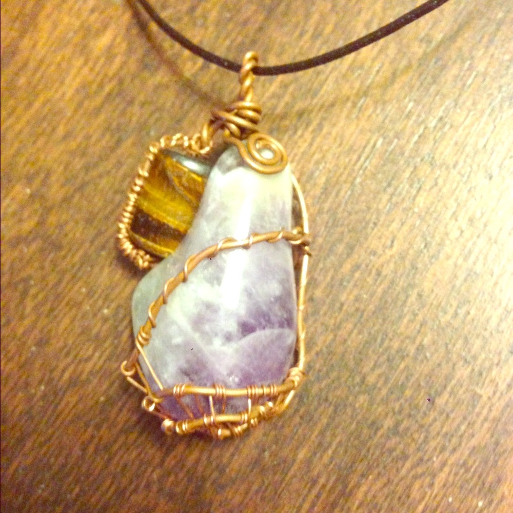 Amethyst and tiger eye wrap.