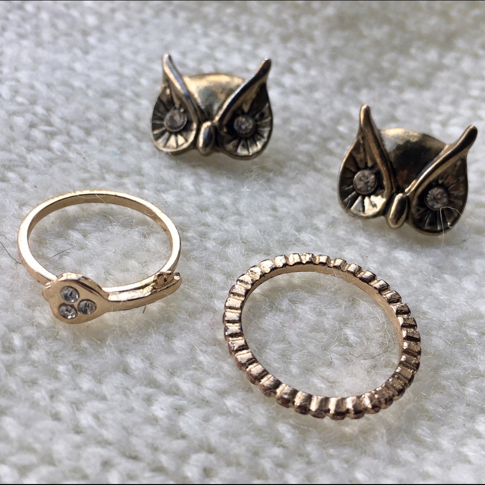 Forever 21 Owl Earrings & Ring set