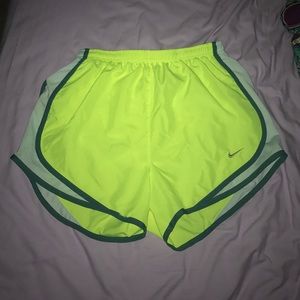 Neon yellow Nike tempo shorts