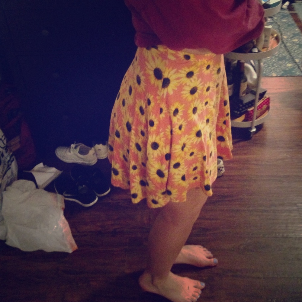 High waisted cotton sunflower skirt