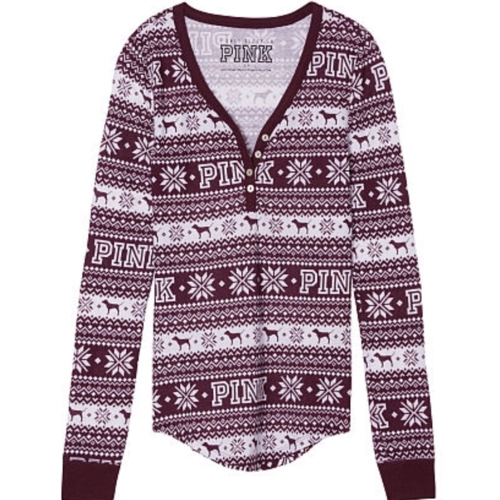 BNIP Victoria's Secret thermal sleep Henley top