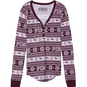 BNIP Victoria's Secret thermal sleep Henley top