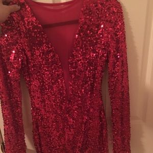 Red sequence party dress
