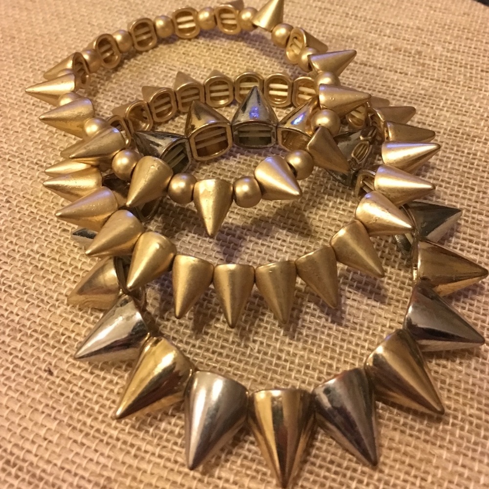 Spiked gold bracelets