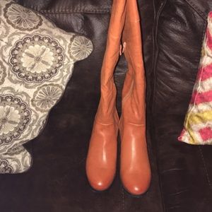 Wide Calf Tall Cognac Boots Size 8