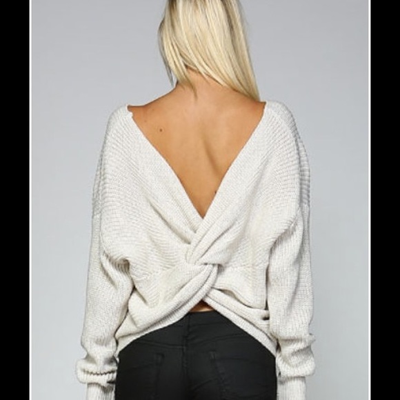 Black Round Neck V Back Sweater #813 - Picture 4 of 4