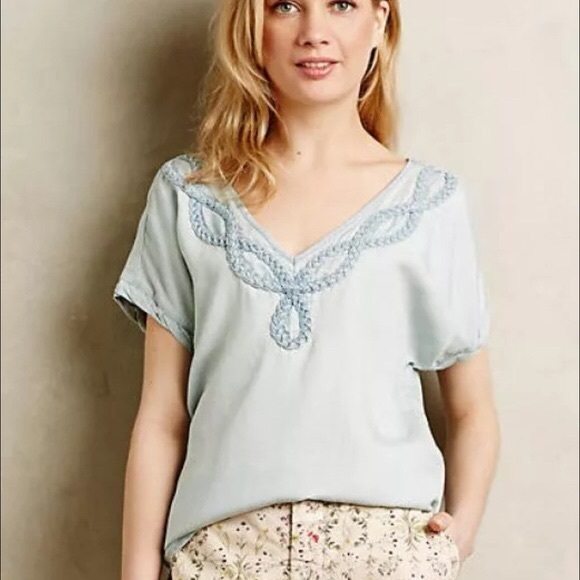 Anthropologie Tops - Anthropologie Braided Chambray Tee. Holding Horses