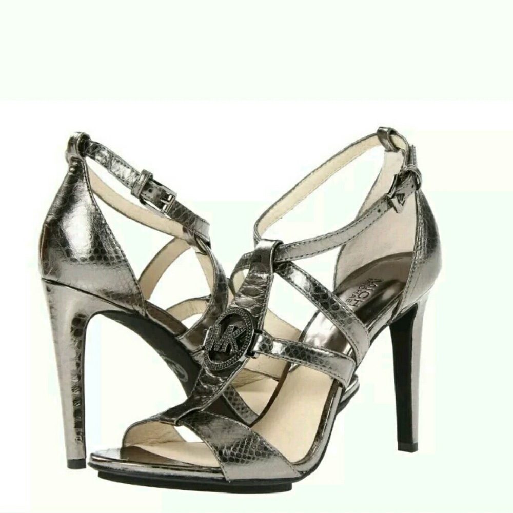 Michael Kors Fulton T-strape gunmetal sandals 11