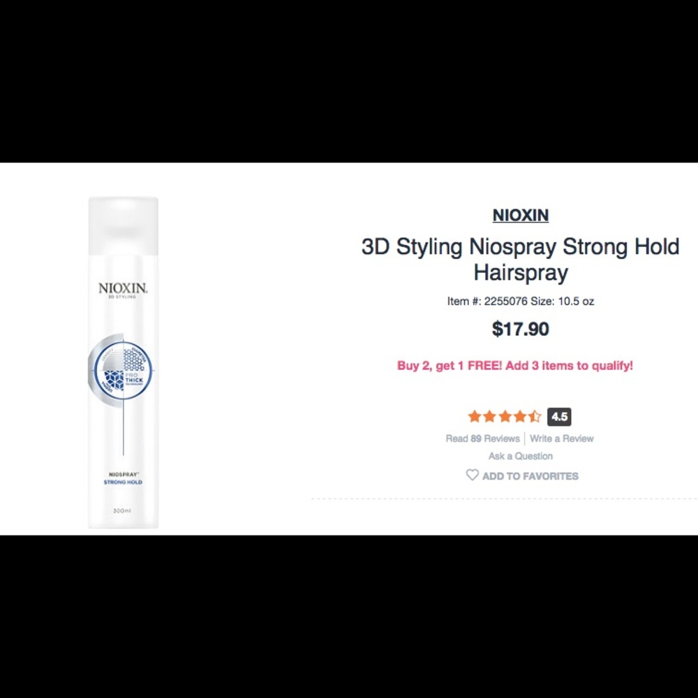 Nioxin 3D Strong Hold Styling Hairspray