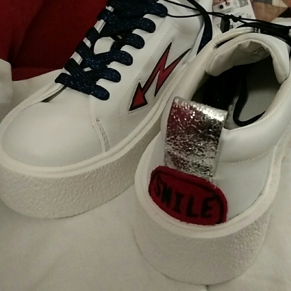 Zara patches platform plimsolls sneakers shoes 8 6 - Picture 3 of 4