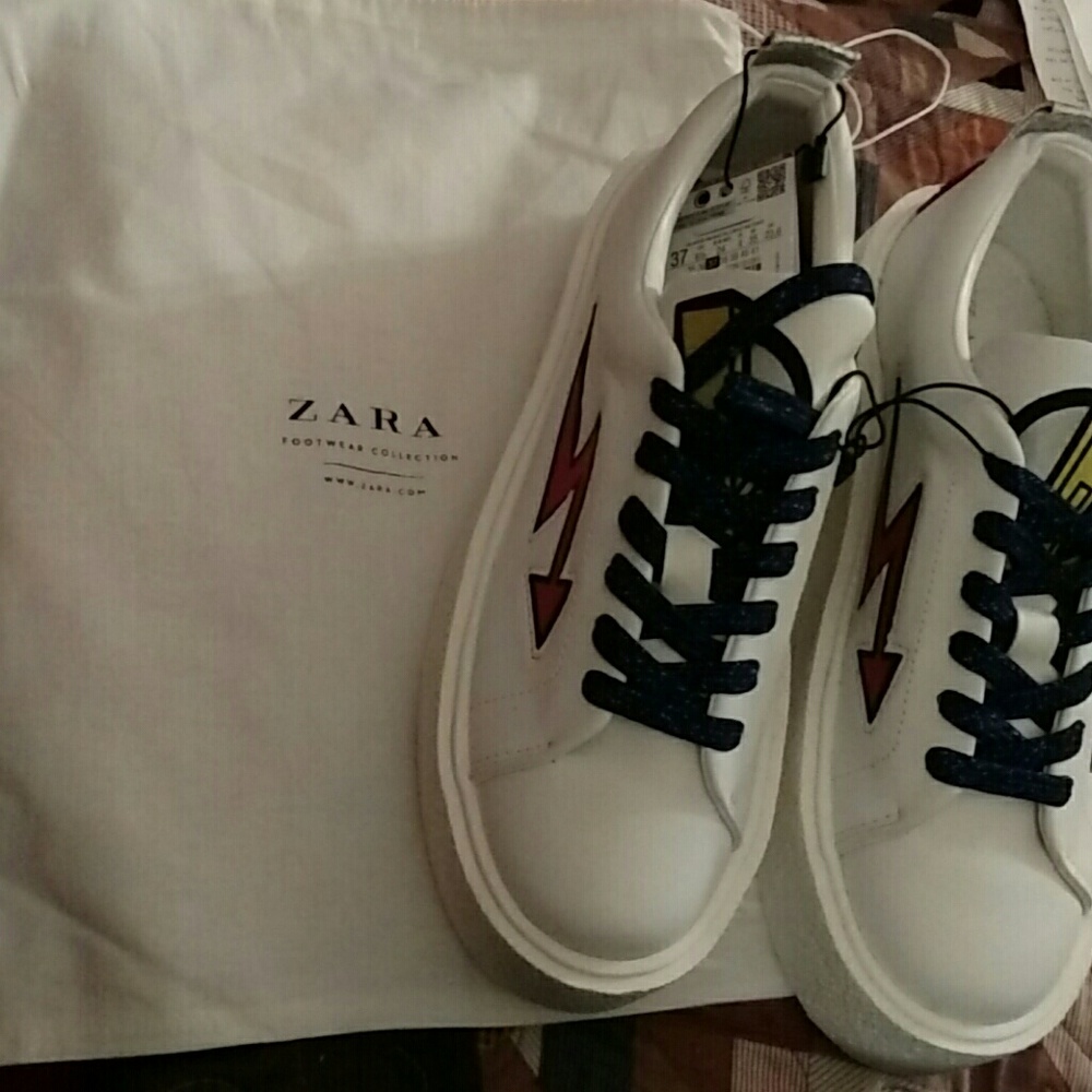 Zara patches platform plimsolls sneakers shoes 8 6 - Picture 4 of 4
