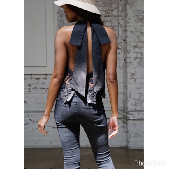 SOLD Blaque Bow Lace Top - Picture 2 of 4
