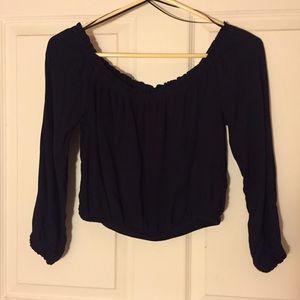 Off-The-Shoulder Black Longsleeve Crop