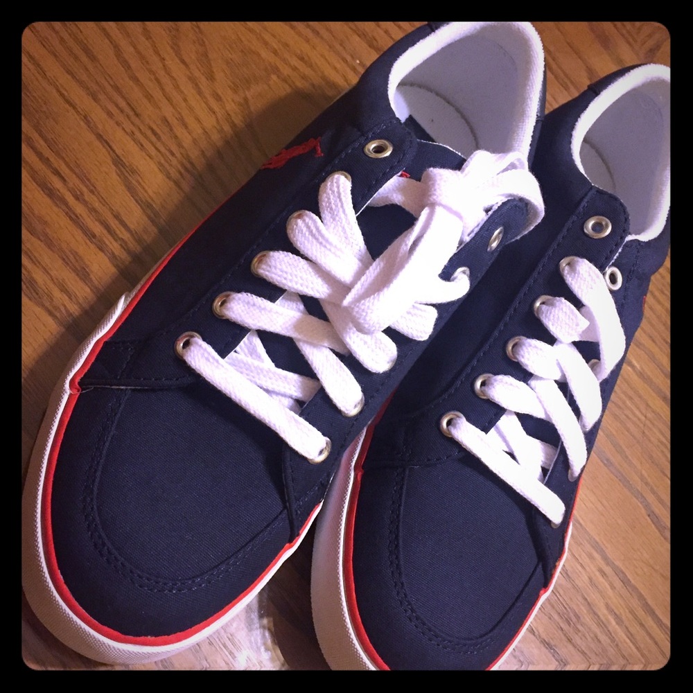 BNWB RalphLauren Brisbane Blue/red Canvas sneakers