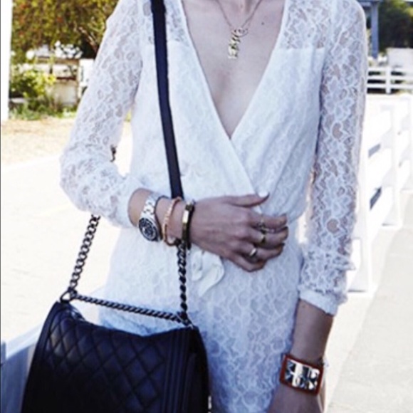 White V Neck Lace Jumpsuit - Picture 3 of 3