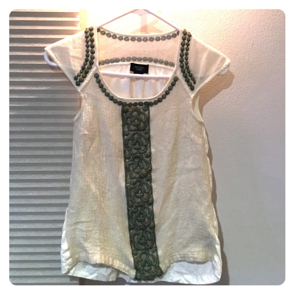 Women's Deletta embroidered top xs Anthropologie