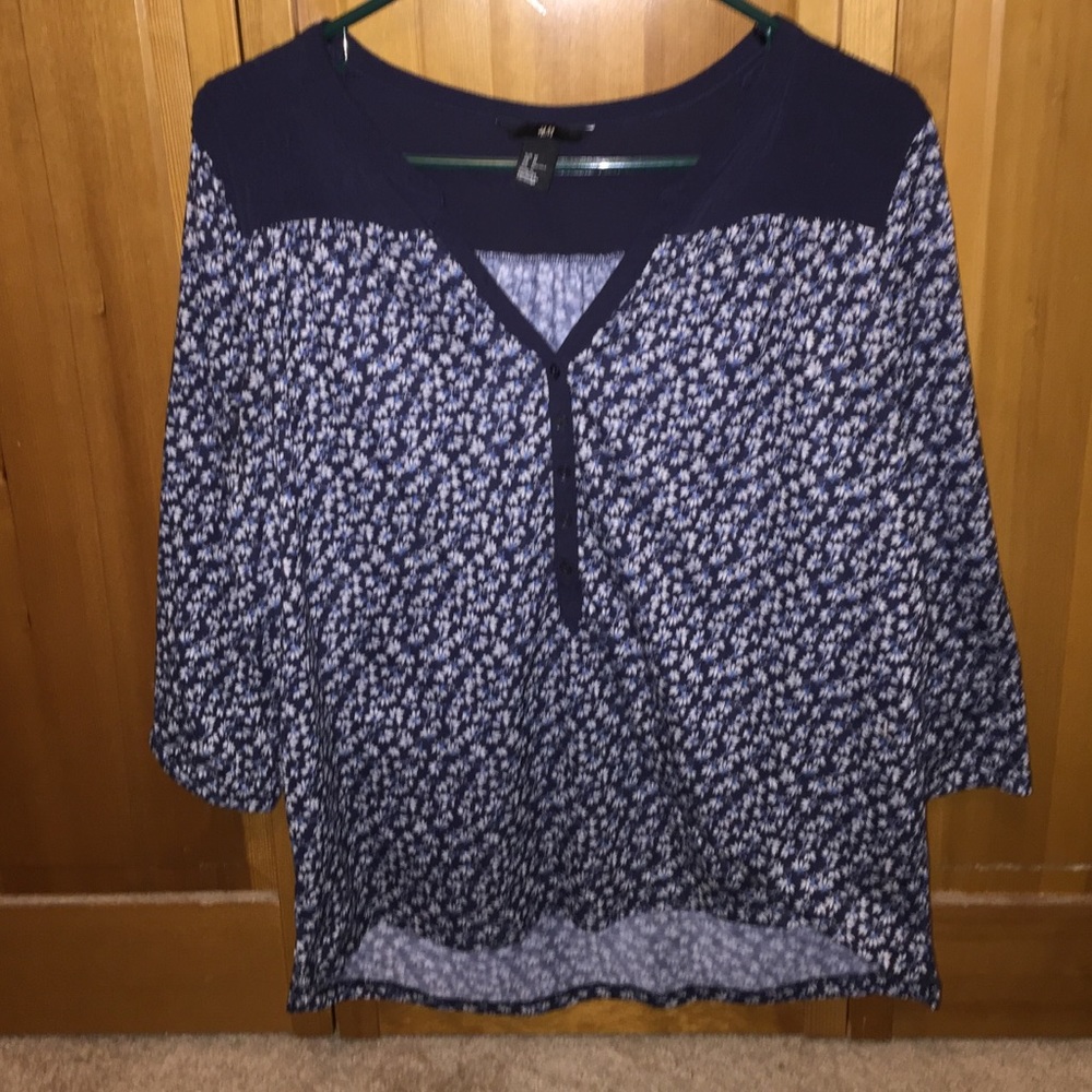 Flowery/Navy Blue Blouse